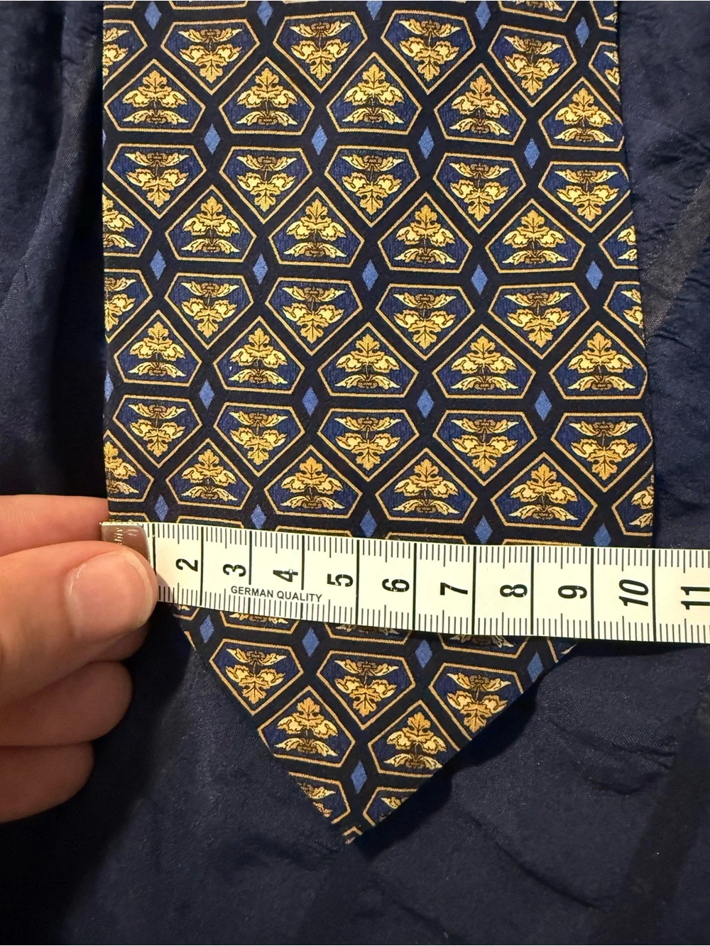 Valentino Navy and Yellow Geometric Silk Tie